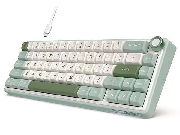 RK ROYAL KLUDGE RK Royal Kludge R65: 60% RGB Mechanical Keyboard with Volume Knob, Hot Swappable Cream Switches & PBT Keycaps - View 2 of 11