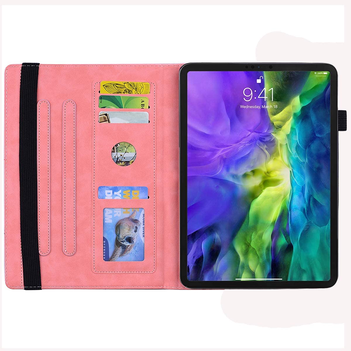 TIPOYOROO TIPOYOROO Pink PU Leather Folio Case for Samsung Galaxy Tab S10 Plus S9 Plus S9 FE 12.4 Inch with Multi-Angle Viewing Auto Sleep Wake Function - View 3 of 7