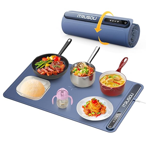 itrusou iTRUSOU Electric Warming Tray: Portable Food Warmer with 3 Temp Settings & Auto Shut-Off for Parties & Everyday Use