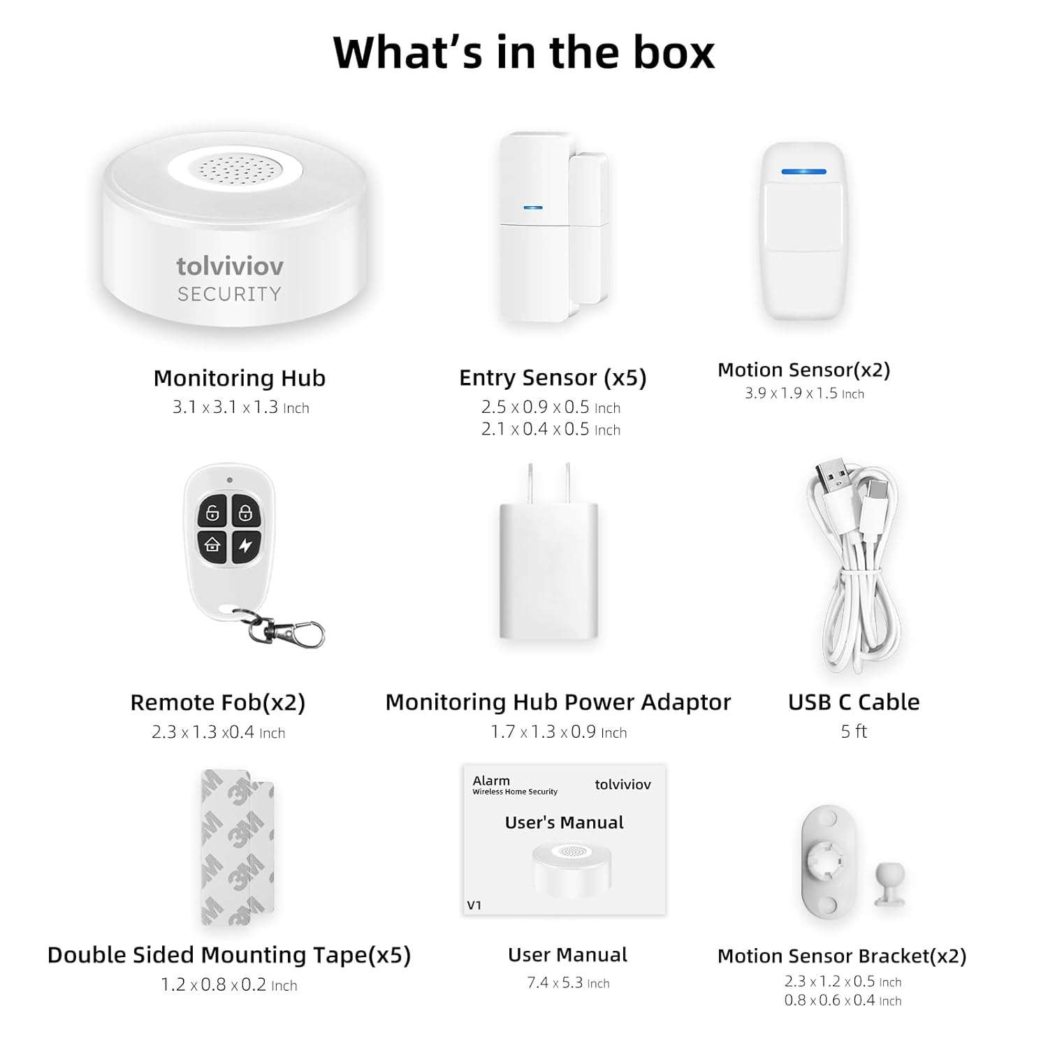 tolviviov Tolviviov Wireless Home Security System DIY 10-Piece Kit with App Alerts No Monthly Fee WiFi Door Window Motion Sensors for Safety - View 7 of 7