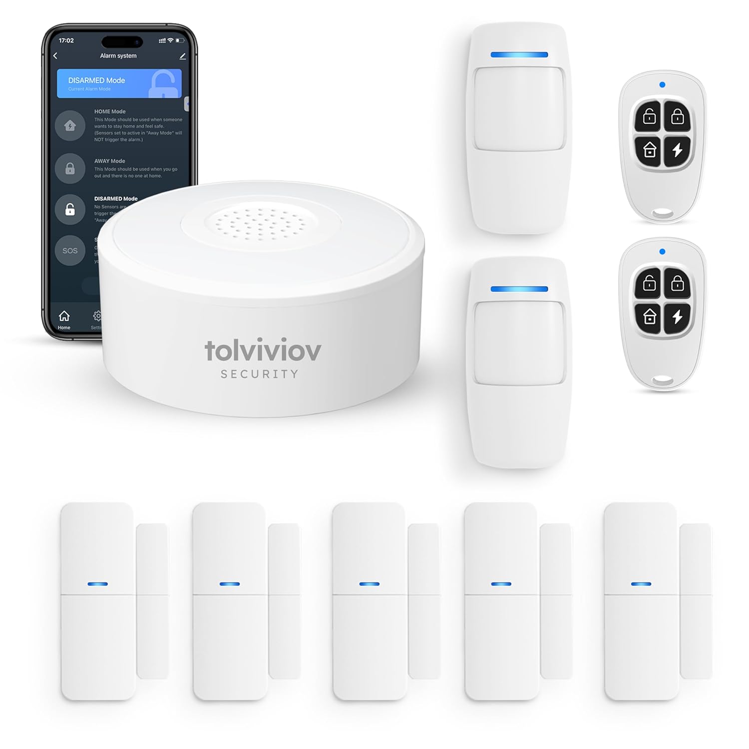 tolviviov Tolviviov Wireless Home Security System DIY 10-Piece Kit with App Alerts No Monthly Fee WiFi Door Window Motion Sensors for Safety