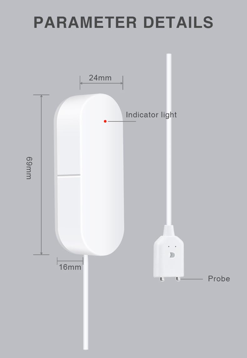UseeLink UseeLink WiFi Water Sensor Smart Leak Detector with 100dB Alerts App Push IP67 Waterproof for Kitchen Bathroom Basement No Hub Needed - View 2 of 4