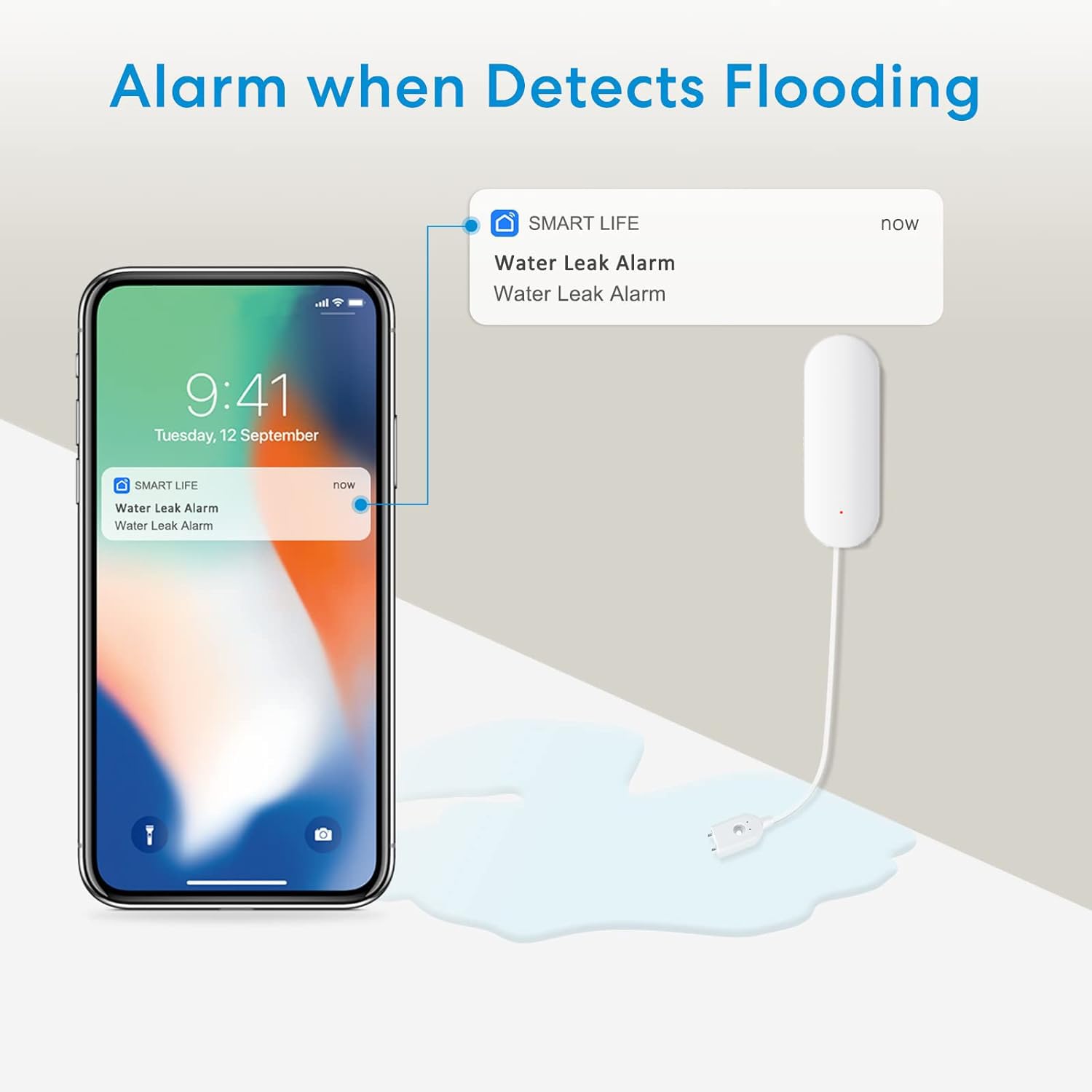 UseeLink UseeLink WiFi Water Sensor Smart Leak Detector with 100dB Alerts App Push IP67 Waterproof for Kitchen Bathroom Basement No Hub Needed - View 3 of 4