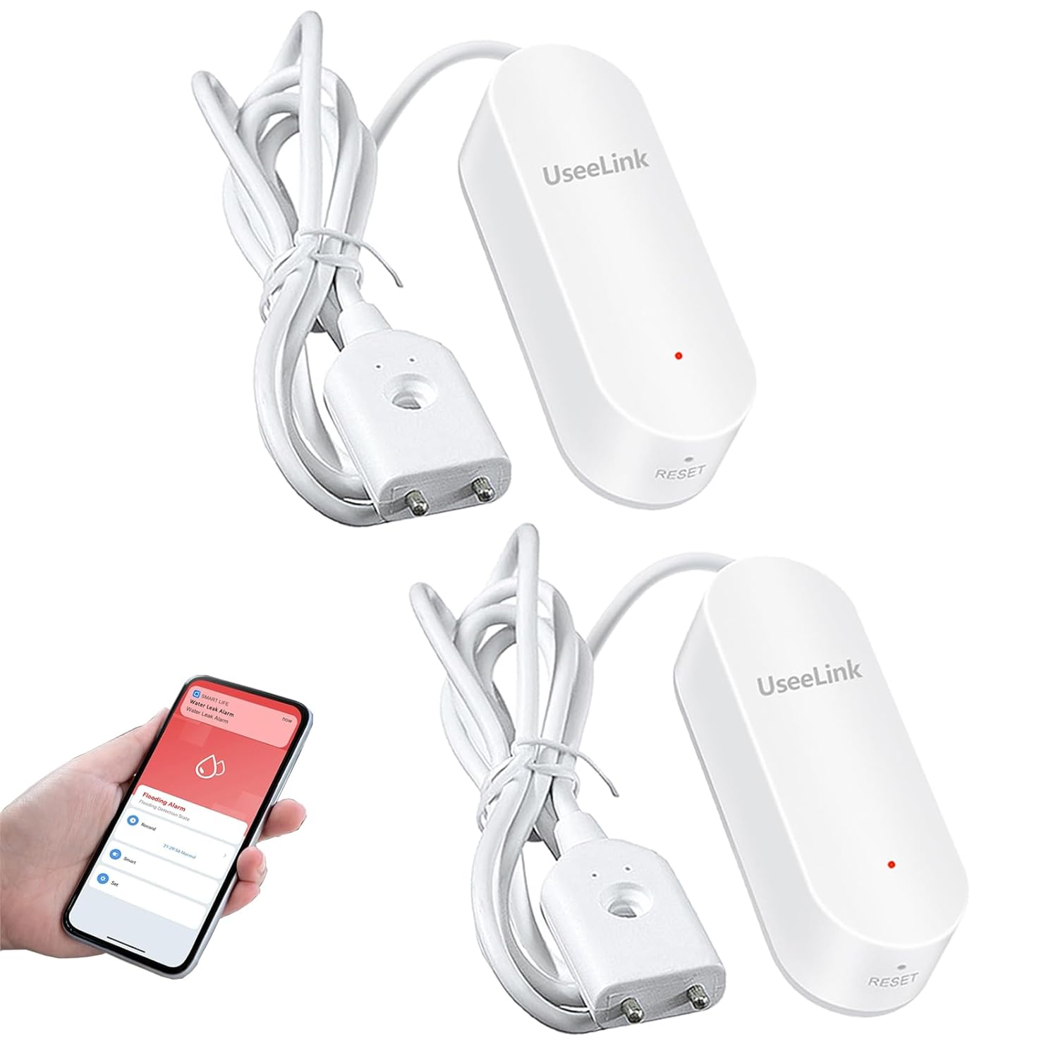 UseeLink UseeLink WiFi Water Sensor Smart Leak Detector with 100dB Alerts App Push IP67 Waterproof for Kitchen Bathroom Basement No Hub Needed