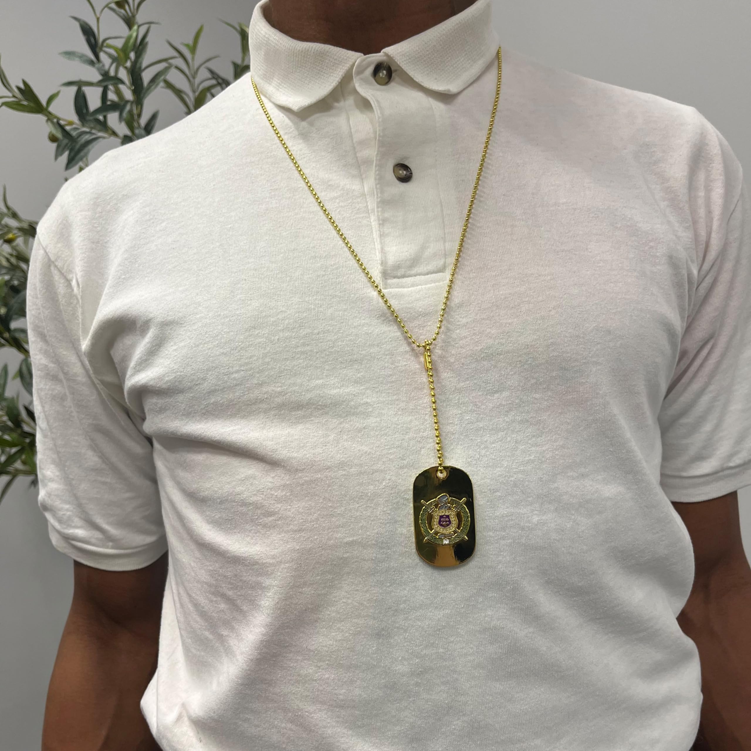 Desert Cactus Desert Cactus Omega Psi Phi Necklace Fraternity Dog Tag Greek OPP Omega Man D9 Divine 9 Style A Crest and Letter - View 3 of 8