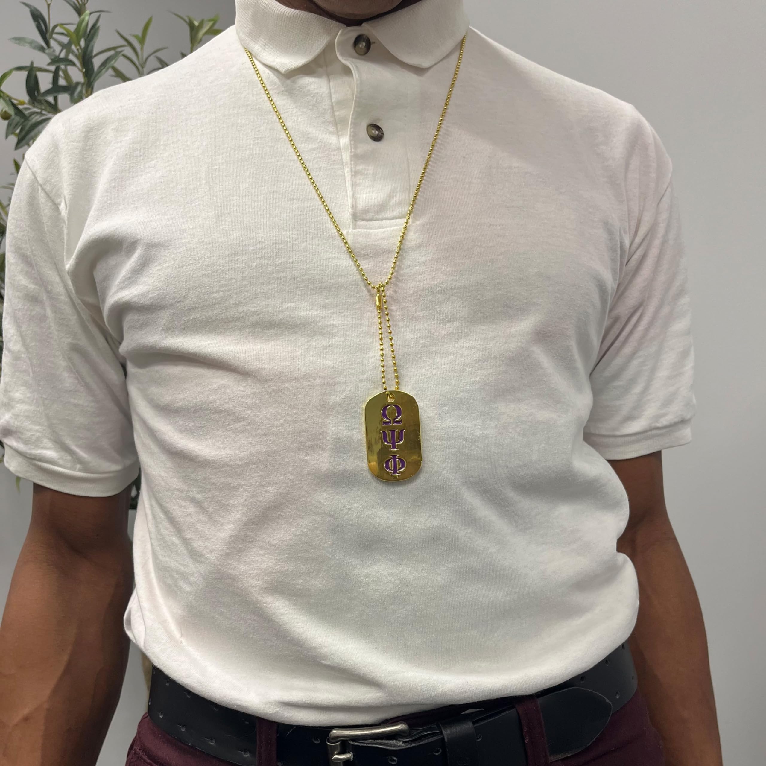 Desert Cactus Desert Cactus Omega Psi Phi Necklace Fraternity Dog Tag Greek OPP Omega Man D9 Divine 9 Style A Crest and Letter - View 4 of 8