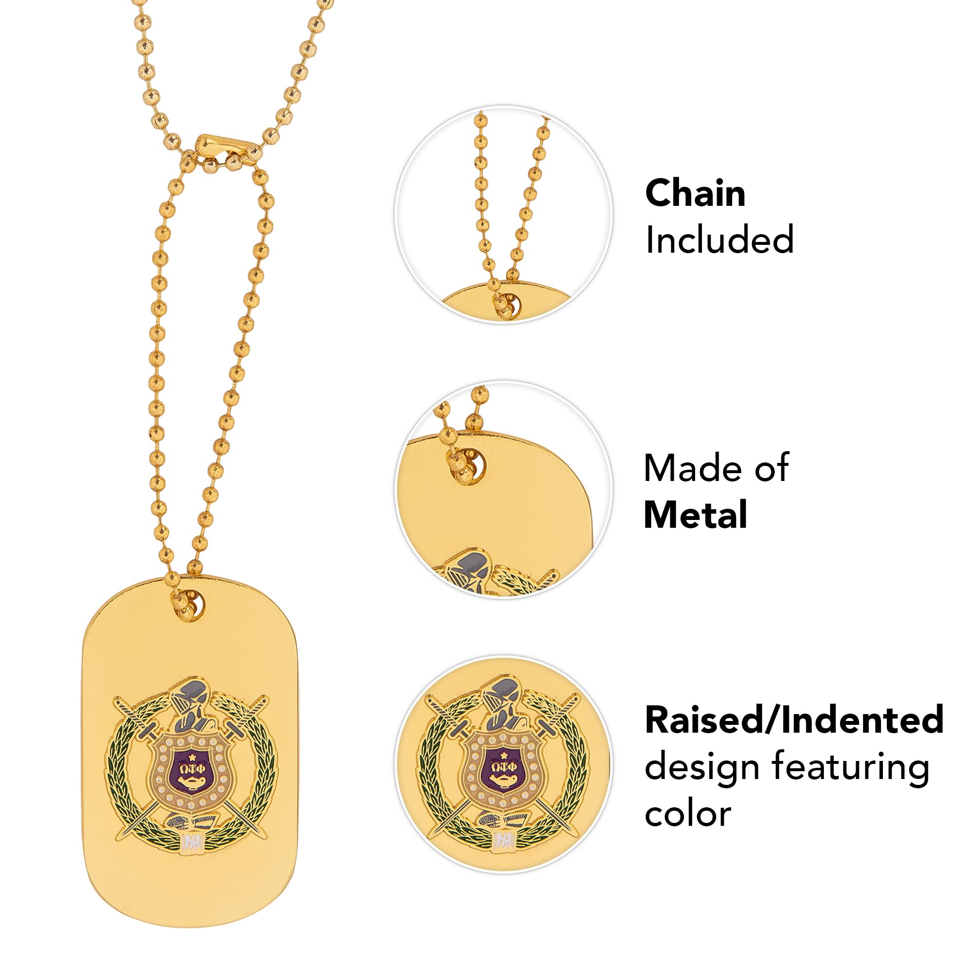 Desert Cactus Desert Cactus Omega Psi Phi Necklace Fraternity Dog Tag Greek OPP Omega Man D9 Divine 9 Style A Crest and Letter - View 6 of 8