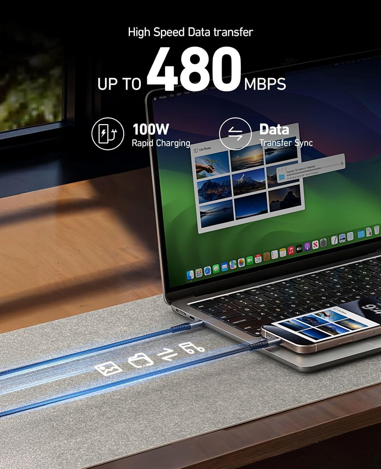 Dasku Dasku USB C to USB C Cable 5 Pack Fast Charging Cord 60W for iPhone 16 15 Pro Max Samsung S23 iPad Pro MacBook and More - View 4 of 8