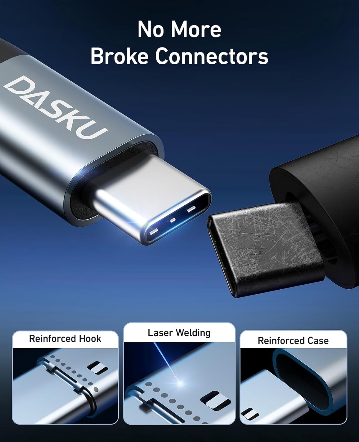 Dasku Dasku USB C to USB C Cable 5 Pack Fast Charging Cord 60W for iPhone 16 15 Pro Max Samsung S23 iPad Pro MacBook and More - View 6 of 8