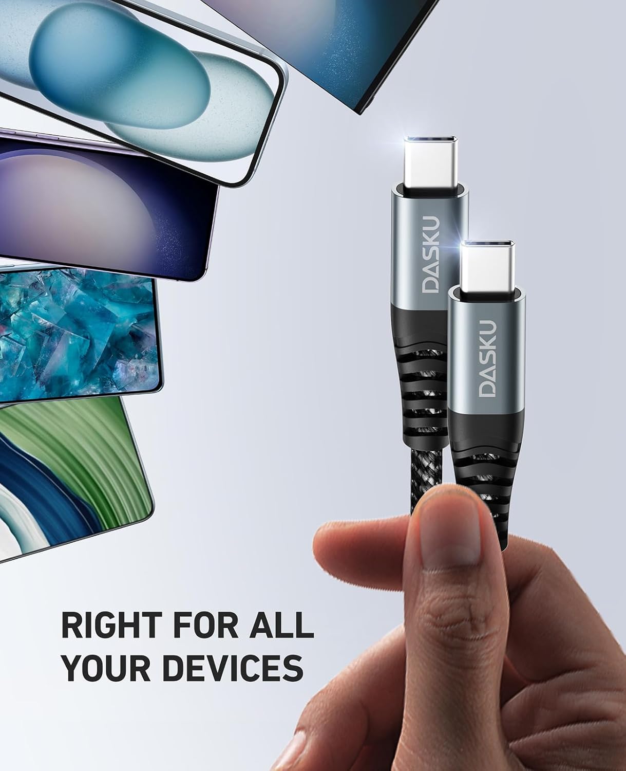 Dasku Dasku USB C to USB C Cable 5 Pack Fast Charging Cord 60W for iPhone 16 15 Pro Max Samsung S23 iPad Pro MacBook and More - View 8 of 8