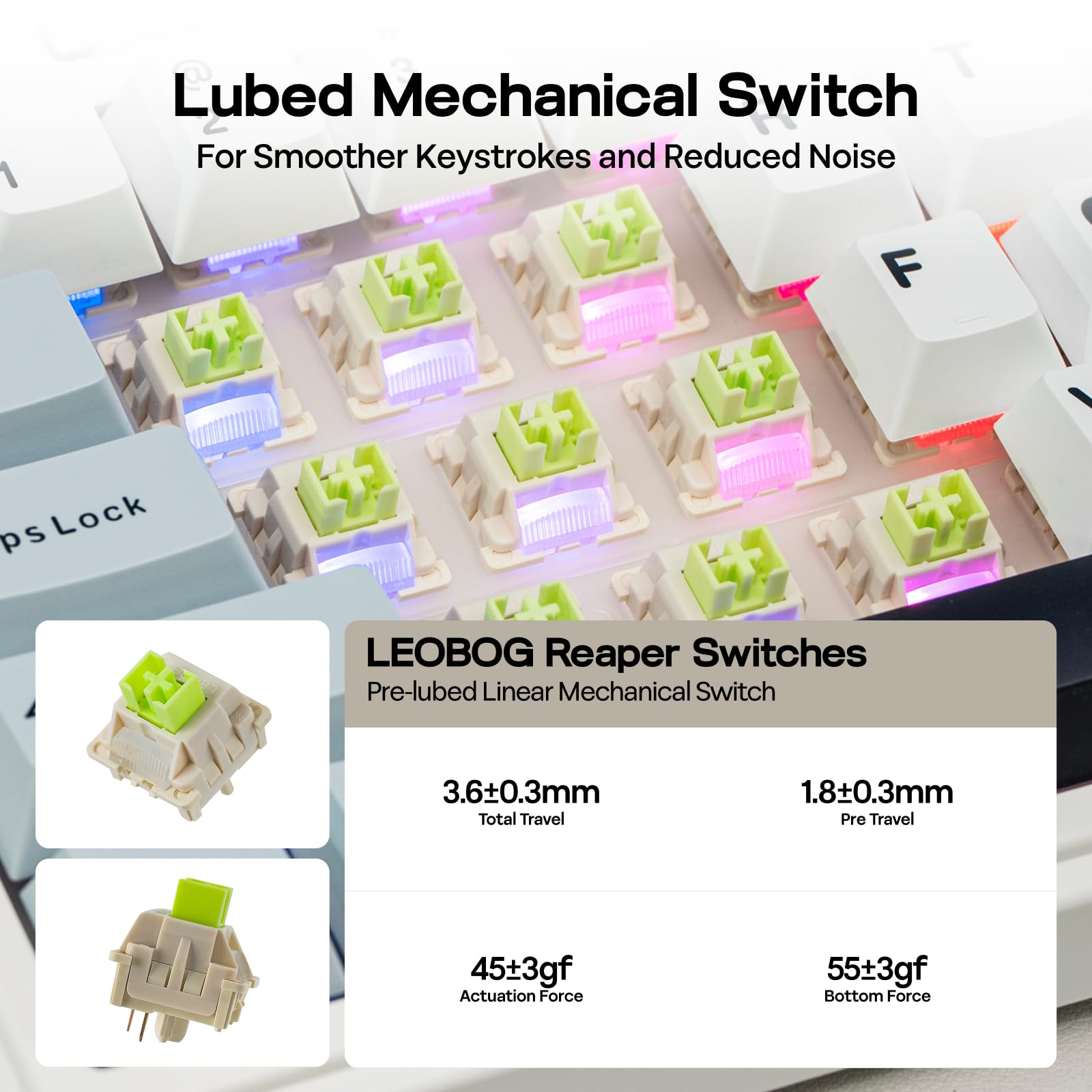 EPOMAKER EPOMAKER x Aula F75 Wireless Hot Swappable Mechanical Keyboard with RGB Lighting and Five-Layer Padding in Light Blue LEOBOG Reaper Switch - View 4 of 7