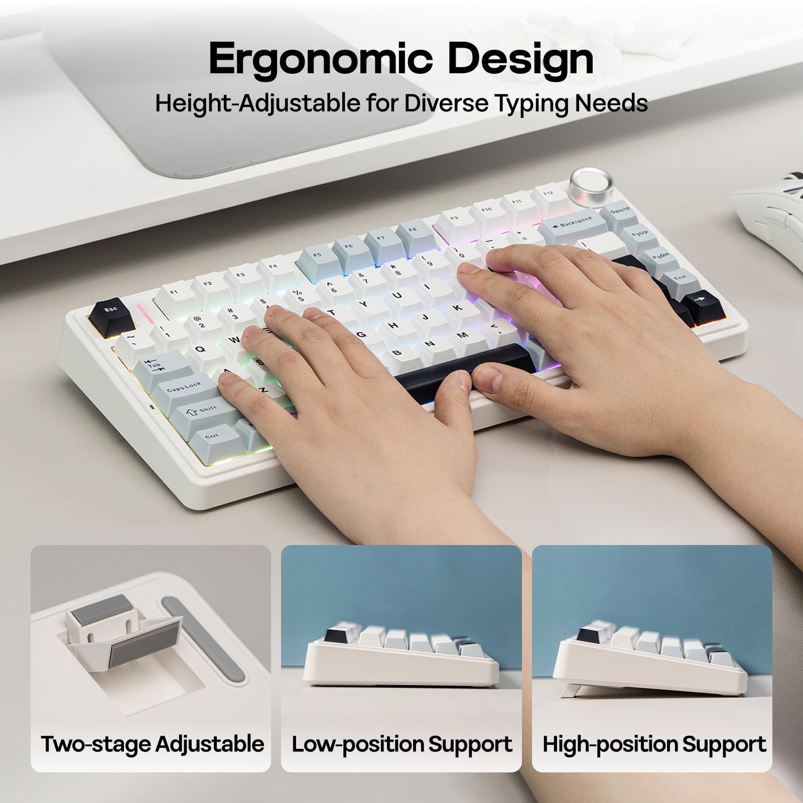 EPOMAKER EPOMAKER x Aula F75 Wireless Hot Swappable Mechanical Keyboard with RGB Lighting and Five-Layer Padding in Light Blue LEOBOG Reaper Switch - View 7 of 7