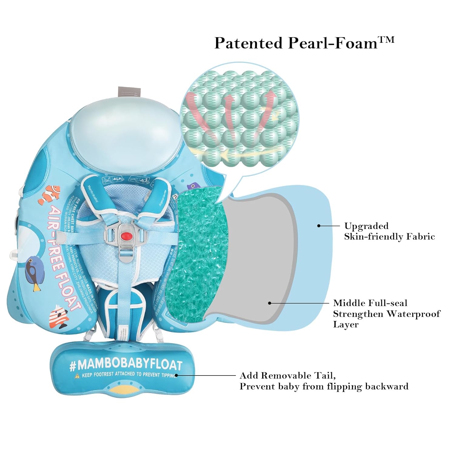 LOGIFTVE 2025 Mambobaby Baby Float with Canopy Non Inflatable Infant Pool Float for 3 to 24 Months Skin Friendly Swim Ring Submarine Style - View 2 of 7