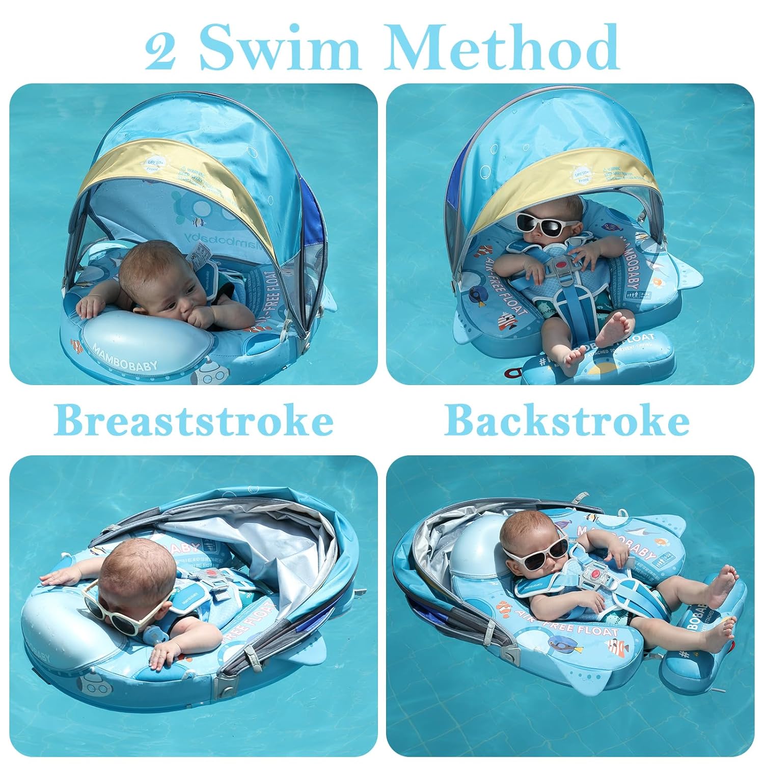 LOGIFTVE 2025 Mambobaby Baby Float with Canopy Non Inflatable Infant Pool Float for 3 to 24 Months Skin Friendly Swim Ring Submarine Style - View 4 of 7