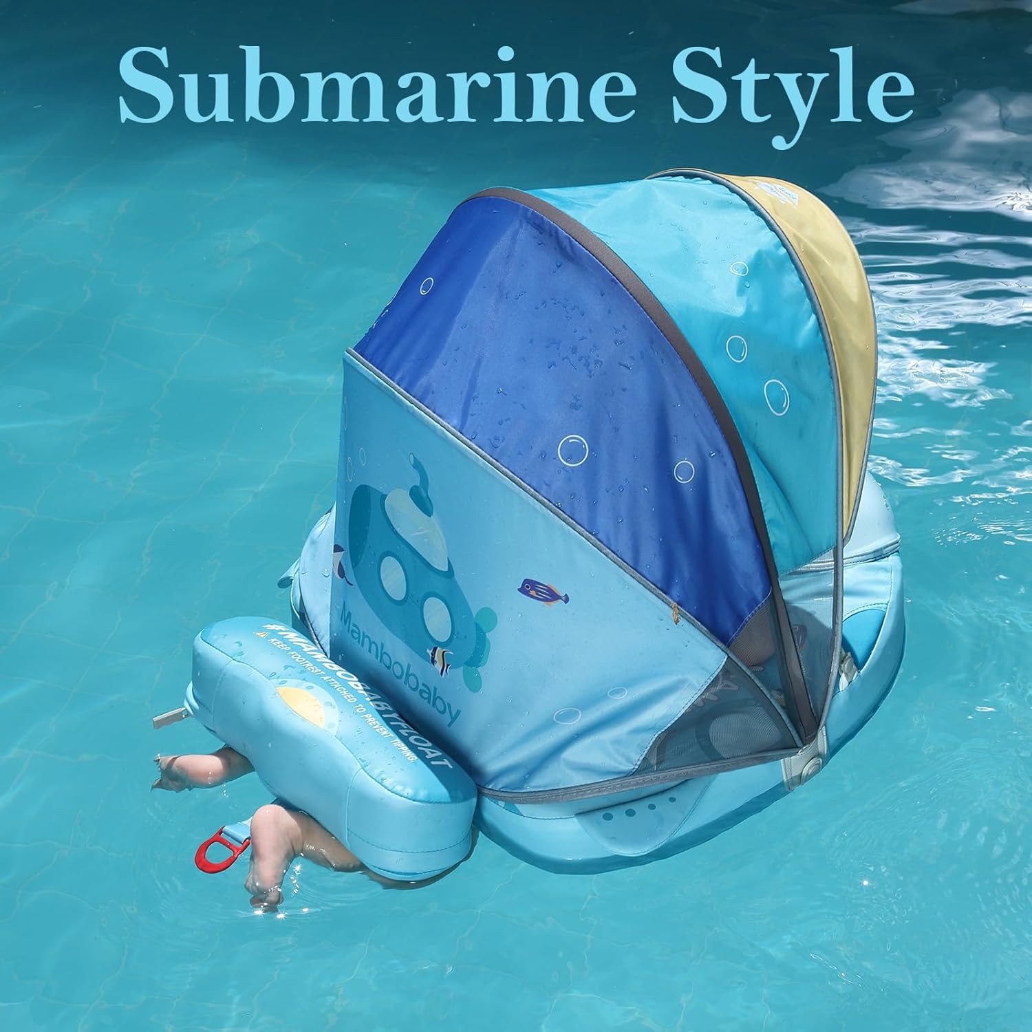 LOGIFTVE 2025 Mambobaby Baby Float with Canopy Non Inflatable Infant Pool Float for 3 to 24 Months Skin Friendly Swim Ring Submarine Style - View 7 of 7