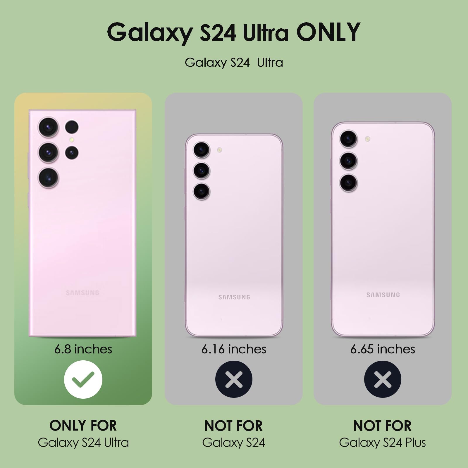 SHEDEER SHEDEER Samsung Galaxy S24 Ultra Case with Slide Camera Cover and Screen Protector Slim Shockproof Quicksand Green Design - View 7 of 7