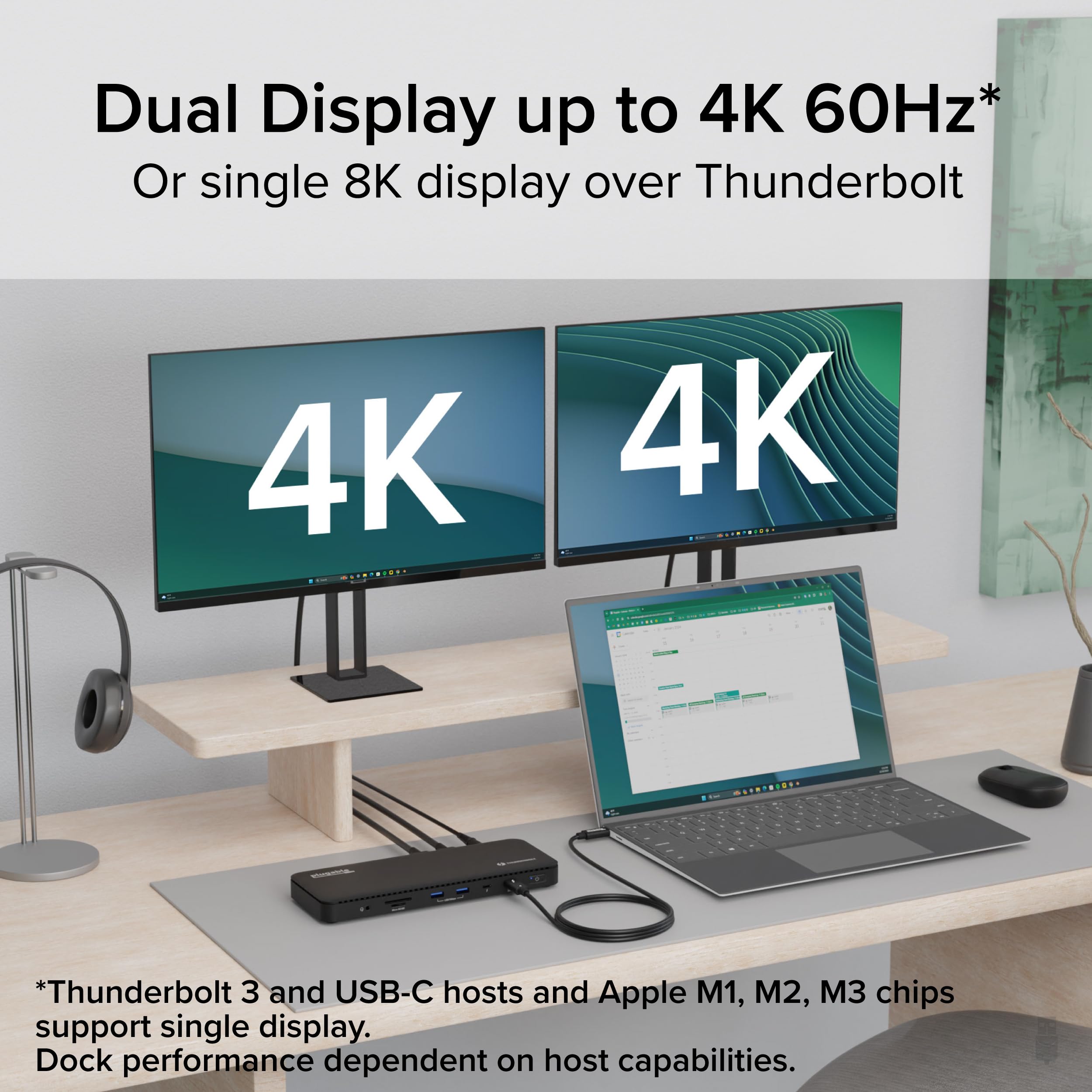 Plugable Plugable Thunderbolt 4 Dock 100W Charging Dual Monitor 8K or Dual 4K HDMI Laptop Docking Station for Windows and Mac with USB and Ethernet - View 3 of 7