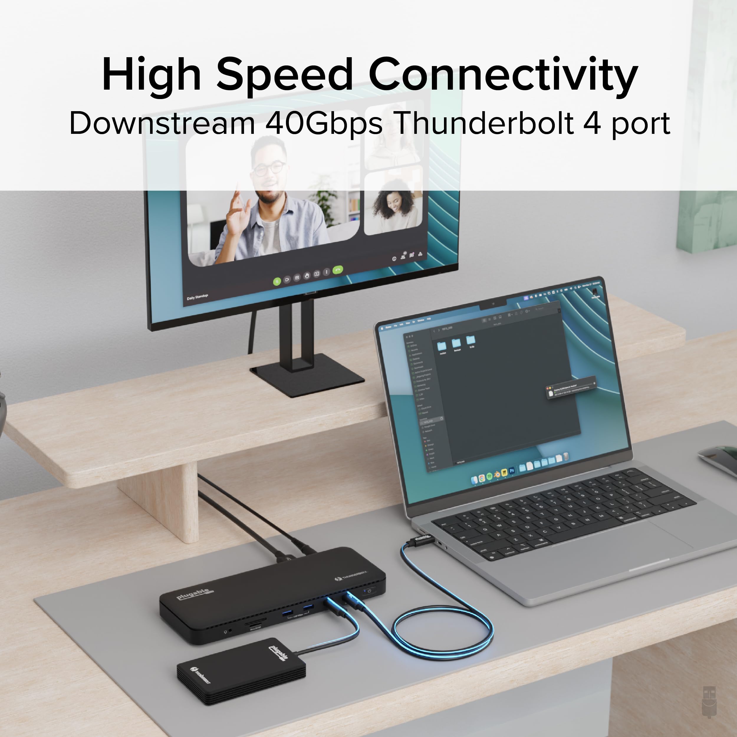 Plugable Plugable Thunderbolt 4 Dock 100W Charging Dual Monitor 8K or Dual 4K HDMI Laptop Docking Station for Windows and Mac with USB and Ethernet - View 4 of 7