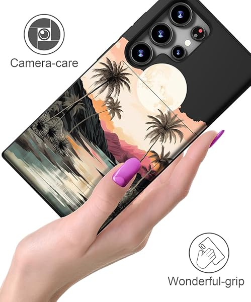 IWONE IWONE Samsung Galaxy S24 Ultra Case Cute Card Holder Slim Wallet Phone Cover for Women Tropical Beach Palm Trees Ocean Sunset Design - View 10 of 10