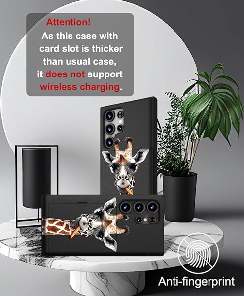 IWONE IWONE Samsung Galaxy S24 Ultra Case Cute Card Holder Shockproof Slim Wallet Giraffe Glasses Smoking Animal Design - View 5 of 10
