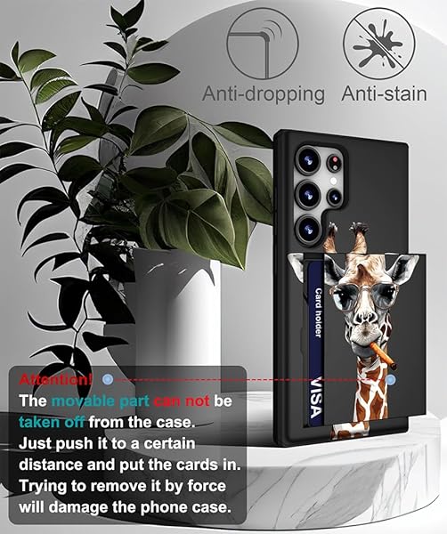 IWONE IWONE Samsung Galaxy S24 Ultra Case Cute Card Holder Shockproof Slim Wallet Giraffe Glasses Smoking Animal Design - View 6 of 10