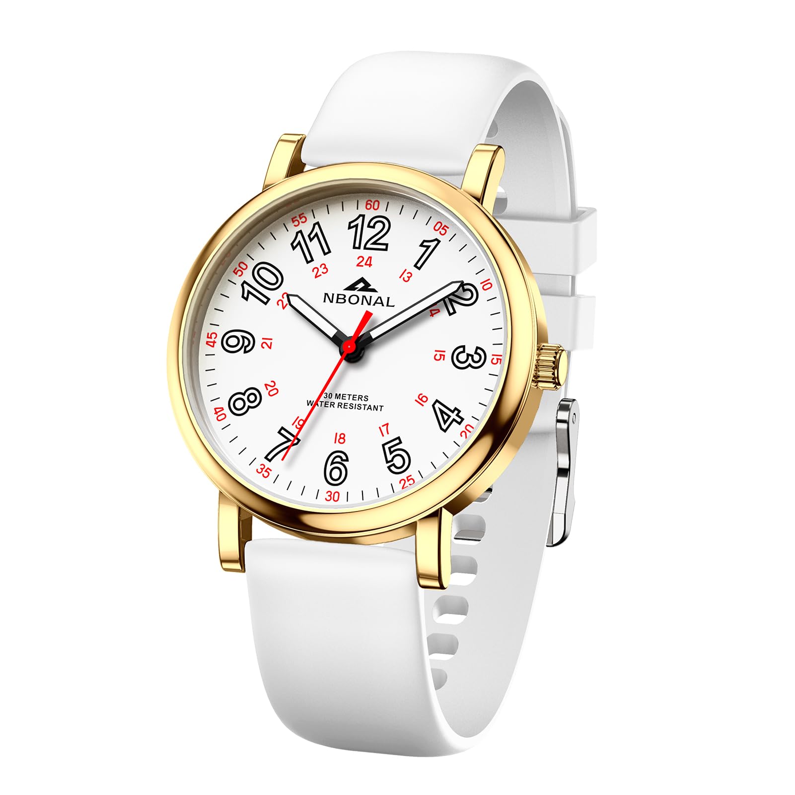 NBONAL NBONAL Nurse Watch for Medical Professionals Easy Read Dial Luminous 24 Hours Waterproof Soft Silicone Band Ideal for Students and Doctors