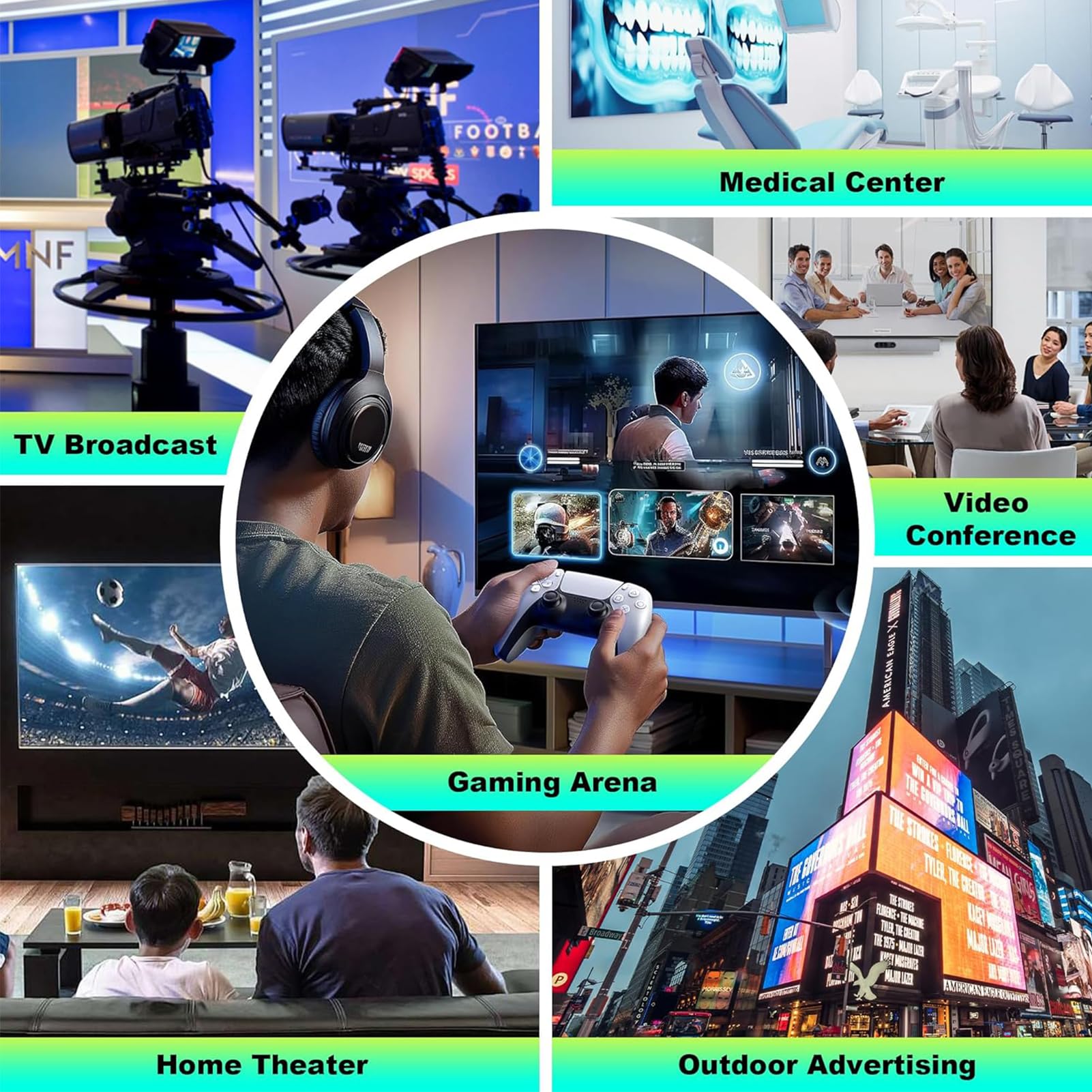 Green Jiss 10K 8K HDMI Cable 2.1 Ultra High Speed 1M Braided Cord 48Gbps Supports Dynamic HDR 10 eARC 3D Dolby Atmos Compatible with Roku TV PS5 HDTV - View 8 of 8