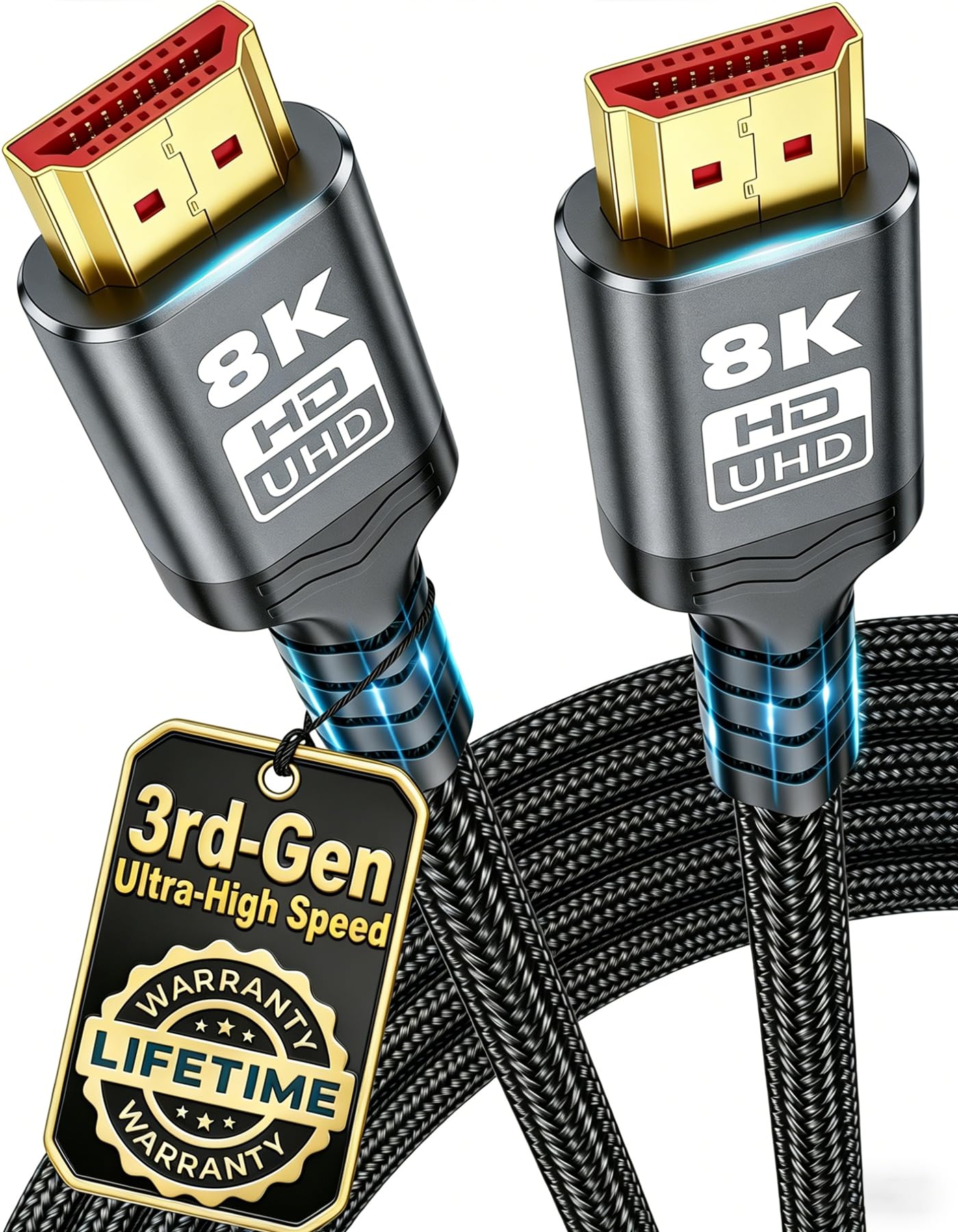 Green Jiss 10K 8K HDMI Cable 2.1 Ultra High Speed 1M Braided Cord 48Gbps Supports Dynamic HDR 10 eARC 3D Dolby Atmos Compatible with Roku TV PS5 HDTV