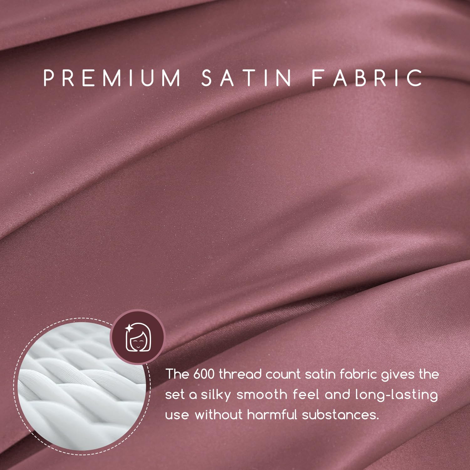 MR&HM MR&HM Queen Size Satin Bed Sheets Set 4 Pcs Silky Bedding with 15 Inch Deep Pocket Rose Taupe - View 2 of 7