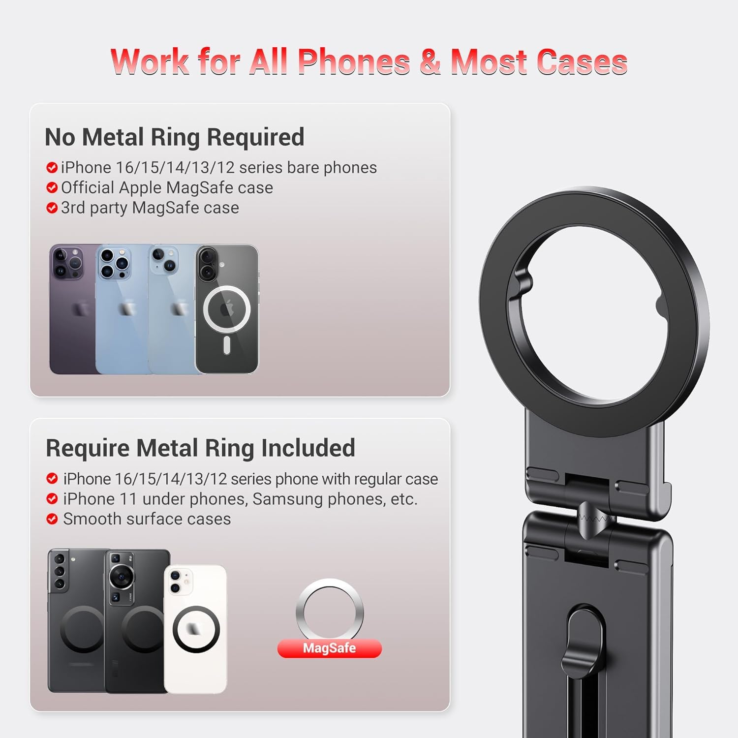 PROfezzion PROfezzion Magnetic Airplane Phone Holder for Mag Safe iPhone 16 15 14 13 12 and All Phones 360 Degree Rotation Travel Accessory - View 6 of 7