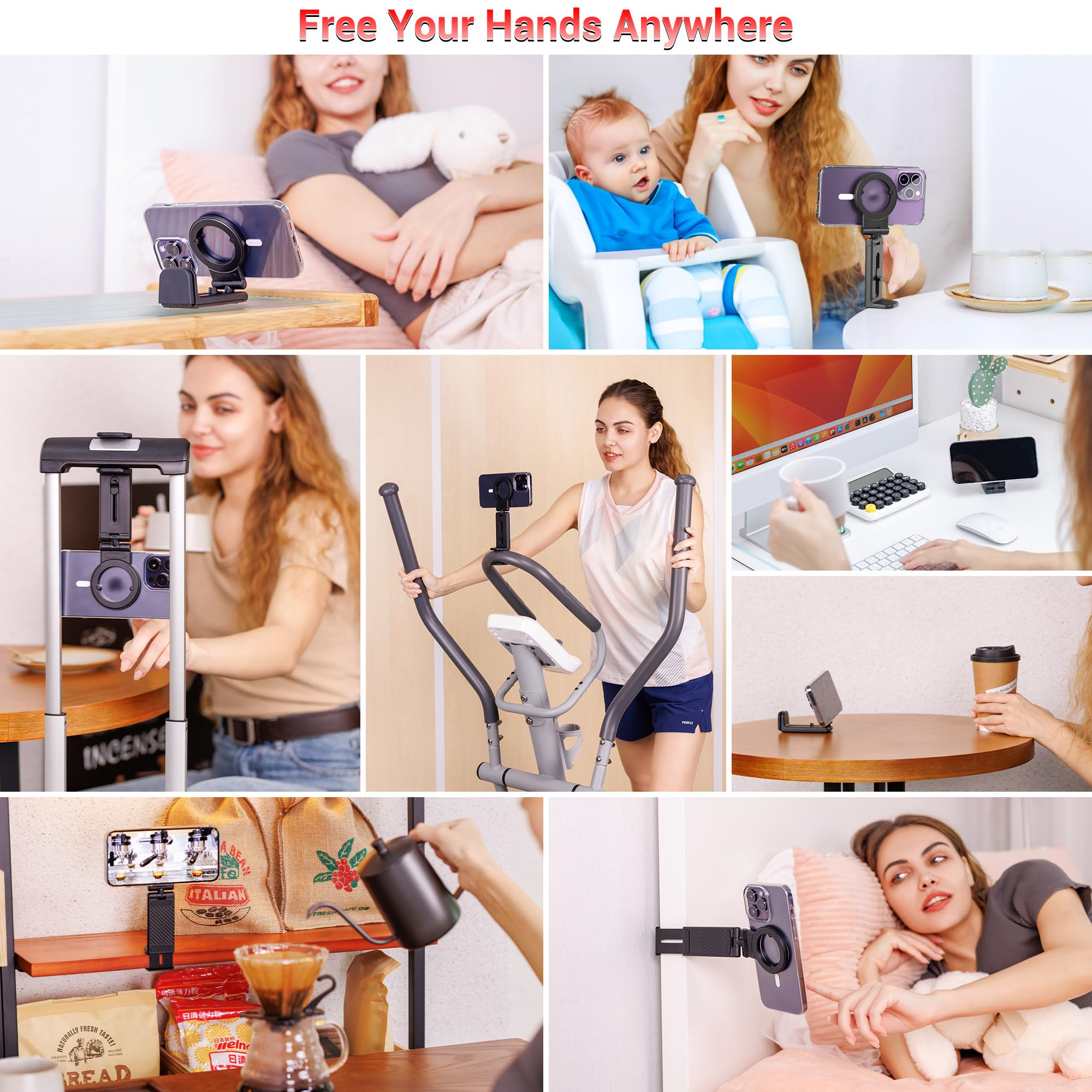 PROfezzion PROfezzion Magnetic Airplane Phone Holder for Mag Safe iPhone 16 15 14 13 12 and All Phones 360 Degree Rotation Travel Accessory - View 7 of 7