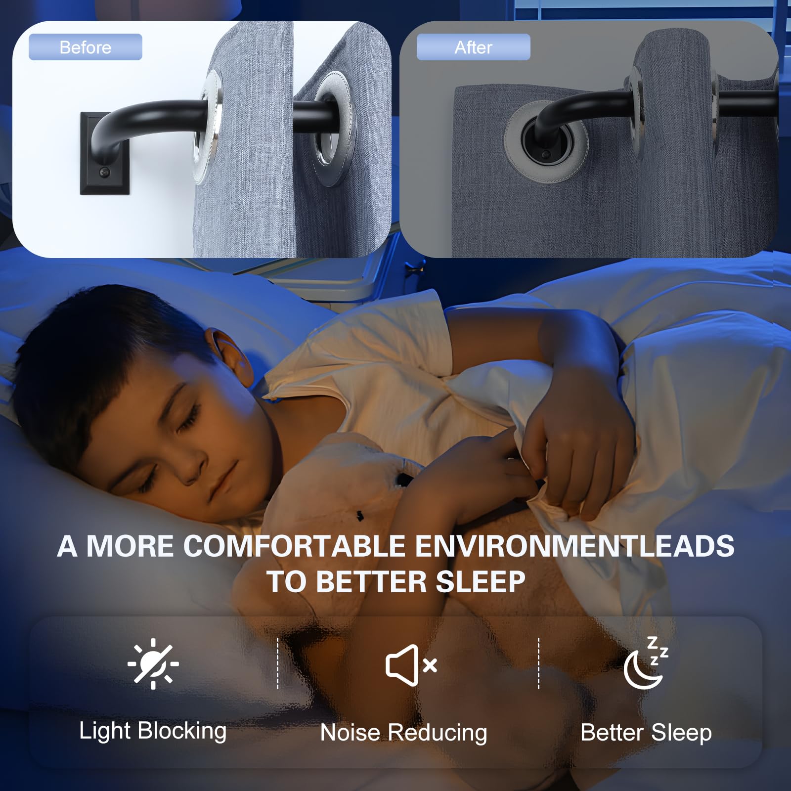 TANGWIN TANGWIN Adjustable Black Curtain Rods 72 to 144 Inch for Room Darkening Drapery and Blackout Curtains 1 Inch Long Wrap Around Design - View 3 of 9