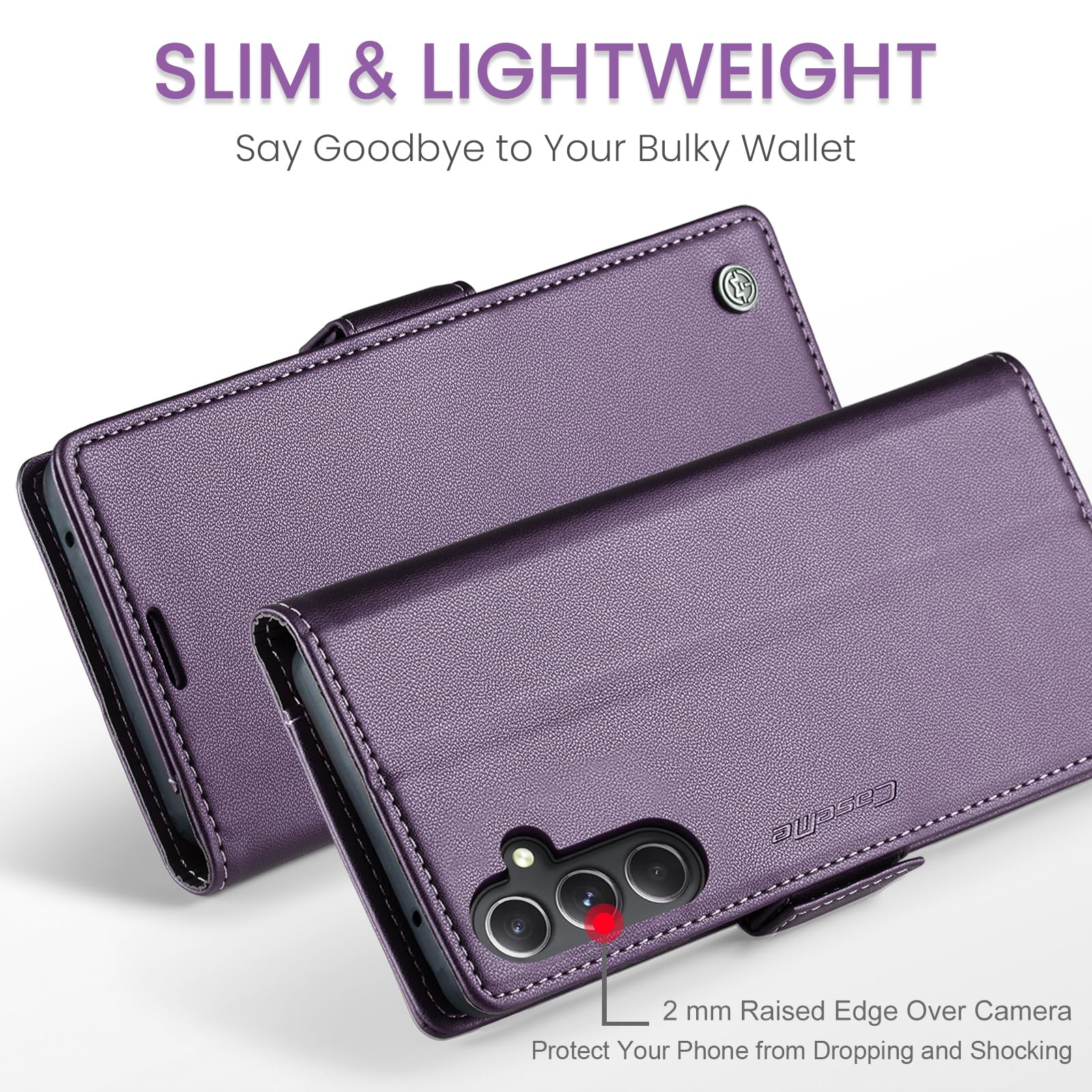 SINIANL SINIANL Samsung Galaxy S24 Wallet Case RFID Blocking Leather Folio with Card Holder Magnetic Clasp Kickstand for Galaxy S24 Purple - View 5 of 6
