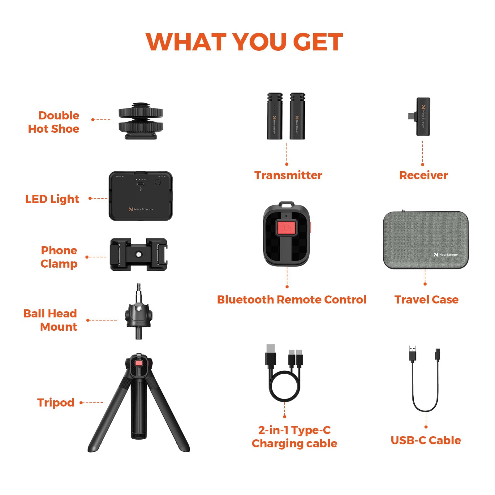 NearStream NearStream VK10 Vlogging Kit for Smartphone with Light Microphone Mount Tripod and Remote Control Ideal for Content Creators and YouTube Starters - View 7 of 8