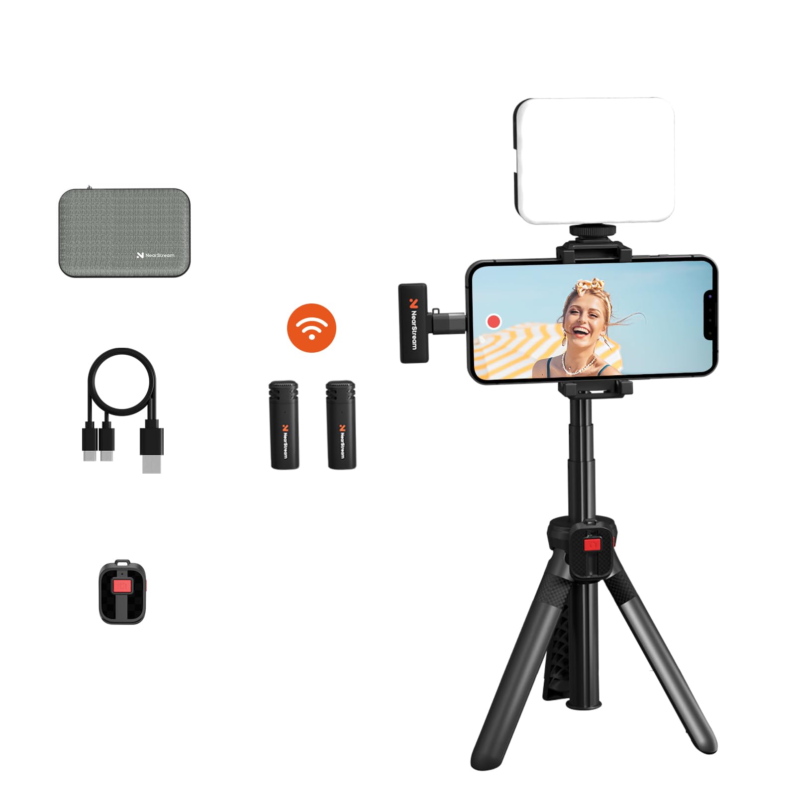NearStream NearStream VK10 Vlogging Kit for Smartphone with Light Microphone Mount Tripod and Remote Control Ideal for Content Creators and YouTube Starters