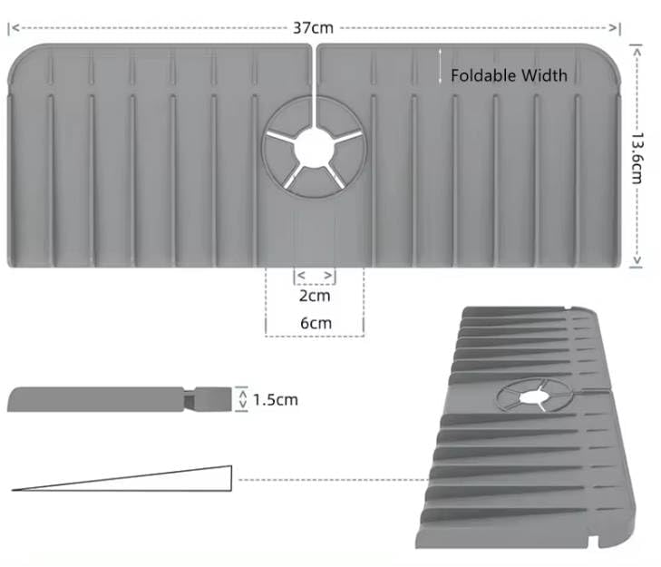 Dry Buddy 2 Pack Silicone Kitchen Sink Splash Guard Faucet Mat for Kitchen Sink Black Standard - View 7 of 8