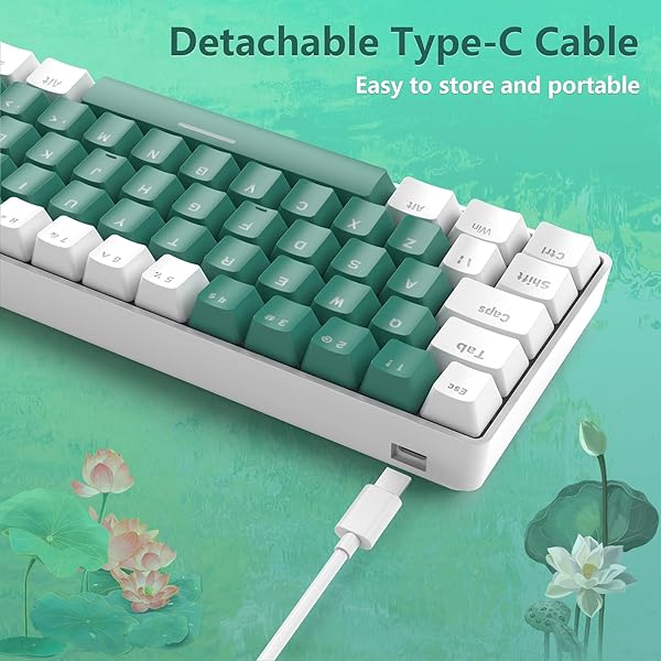 SELORSS RK-T60 Wired 60 Percent TKL Mechanical Gaming Keyboard with Rainbow Backlight Ultra Compact NKRO Linear Red Switch for Windows PS4 PC Gamer - View 5 of 11