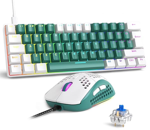 SELORSS RK-T60 Wired 60 Percent TKL Mechanical Gaming Keyboard with Rainbow Backlight Ultra Compact NKRO Linear Red Switch for Windows PS4 PC Gamer