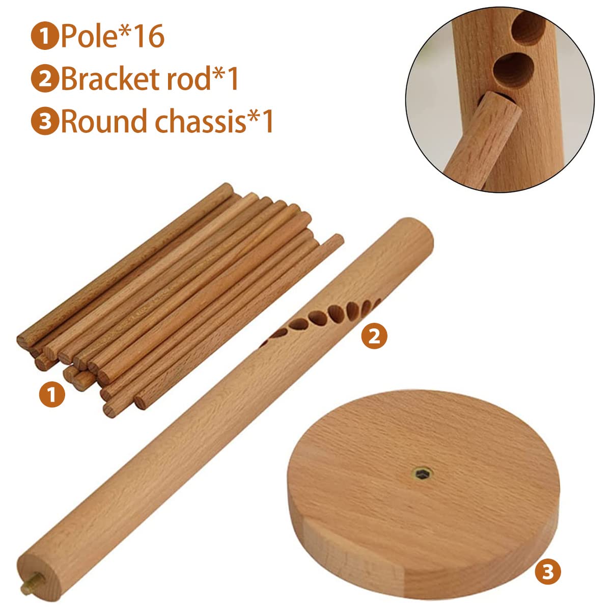 KOUISYY Wood Pasta Drying Rack Collapsible Spaghetti Noodle Dryer with 16 Suspension Rods for Easy Storage and Quick Drying of Homemade Fresh Pasta - View 6 of 7