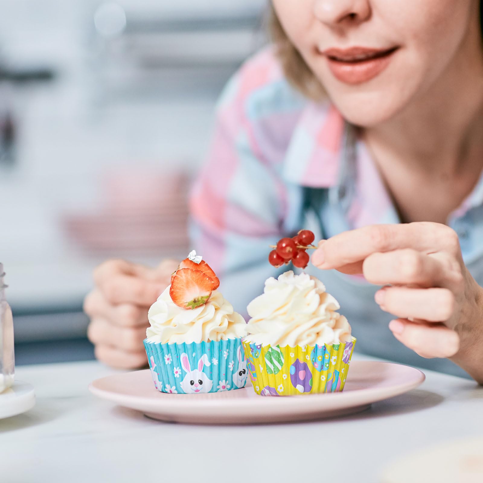 JarThenaAMCS JarThenaAMCS 600Pcs Easter Cupcake Liners Bunny Rabbit Carrot Print Colorful Baking Cups for Spring Birthday Party Supplies - View 5 of 7