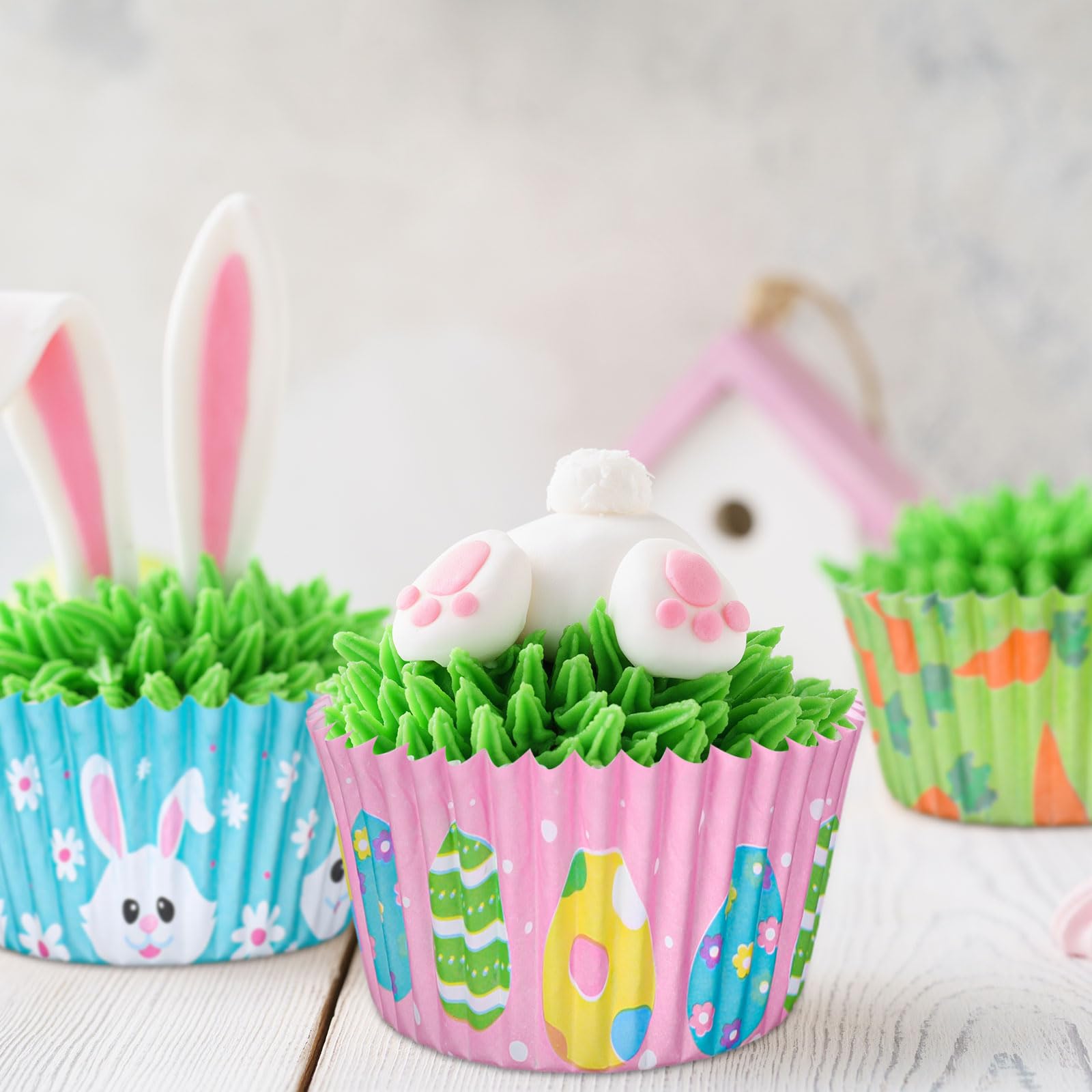 JarThenaAMCS JarThenaAMCS 600Pcs Easter Cupcake Liners Bunny Rabbit Carrot Print Colorful Baking Cups for Spring Birthday Party Supplies - View 7 of 7