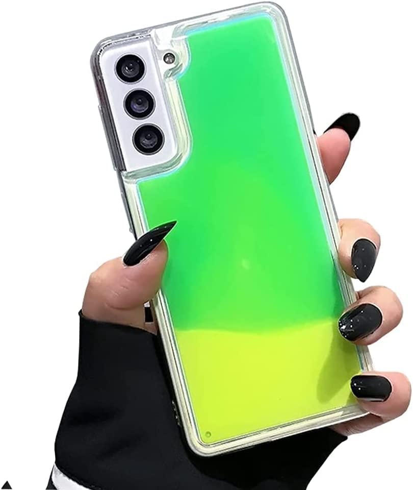Yatchen Yatchen Liquid Fluorescent Case for Samsung Galaxy S24 Plus Luxury Glow in the Dark Quicksand Clear Soft TPU Back Cover Luminous Protector Green