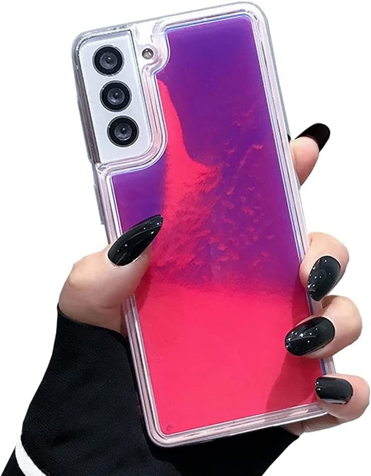 Yatchen Yatchen Liquid Fluorescent Case for Samsung Galaxy S24 Luxury Glow in the Dark Quicksand Clear Soft TPU Back Cover Luminous Protector Rose