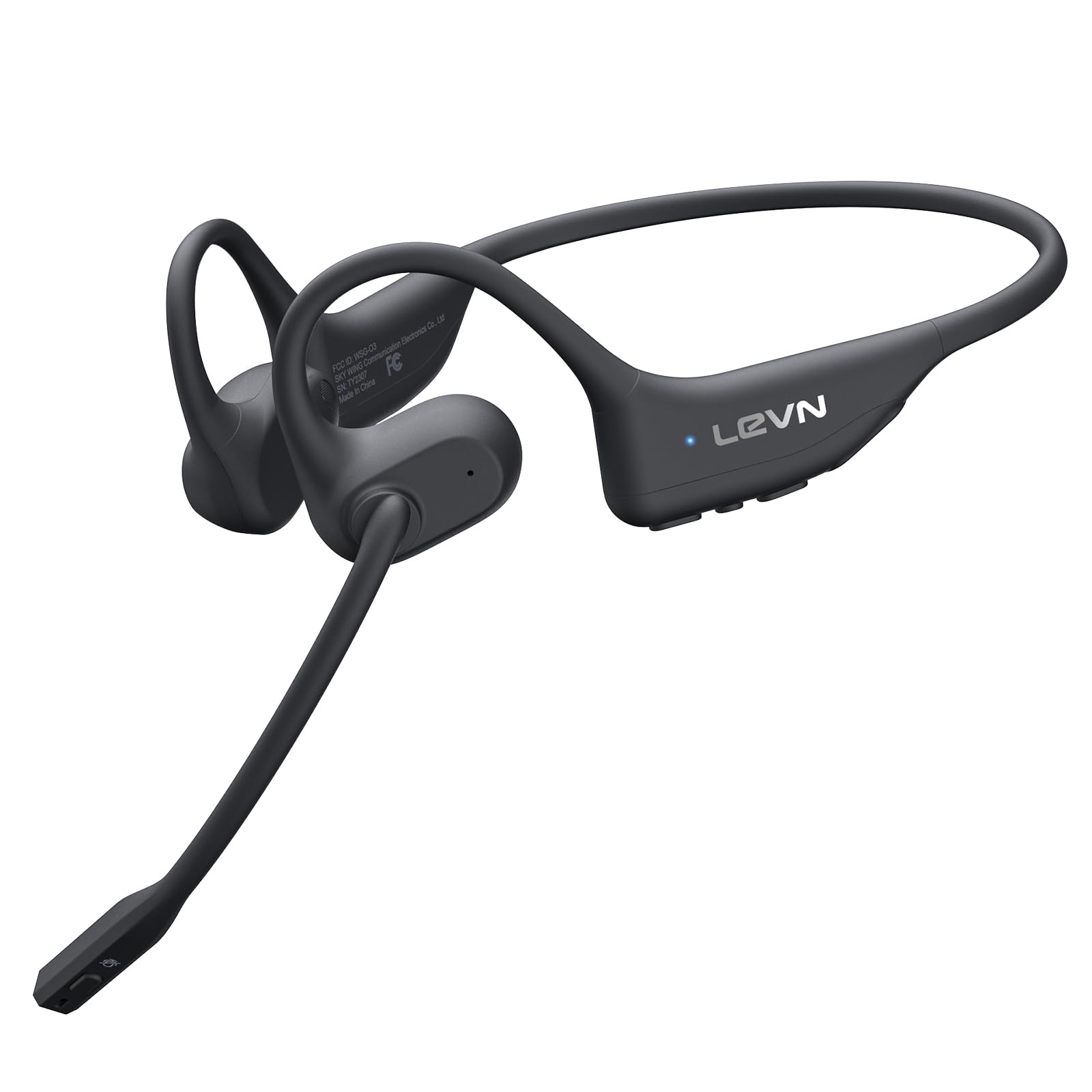 LEVN Open Ear Bluetooth Headphones with Mic AI Noise Cancelling Multipoint Connect Sweatproof for Work Driving Running Workouts