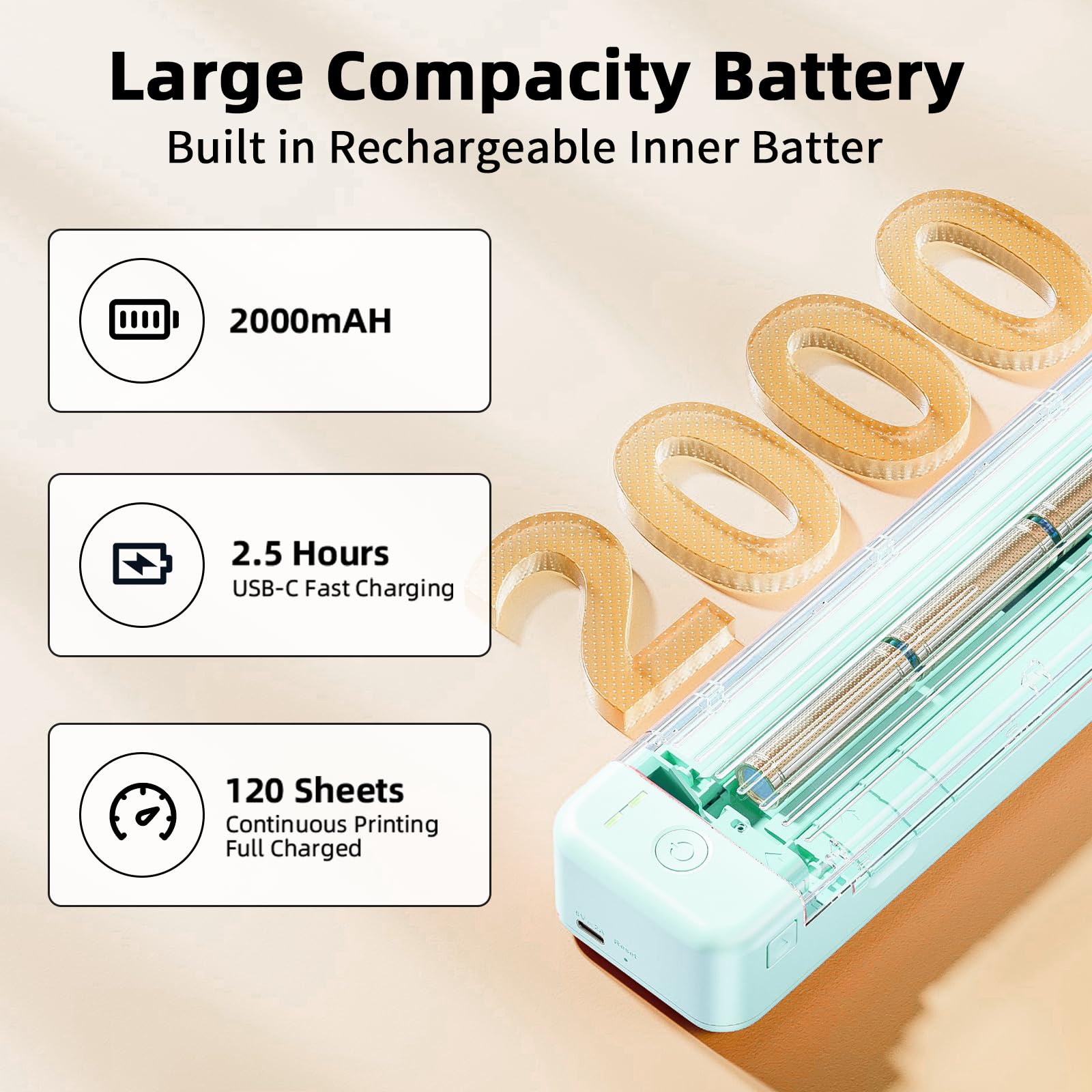 PokeLabel PokeLabel Portable Wireless Printer P831 Bluetooth Inkless 300DPI Ideal for Business Travel A4 A5 B5 Plain Paper Compatibility - View 5 of 6