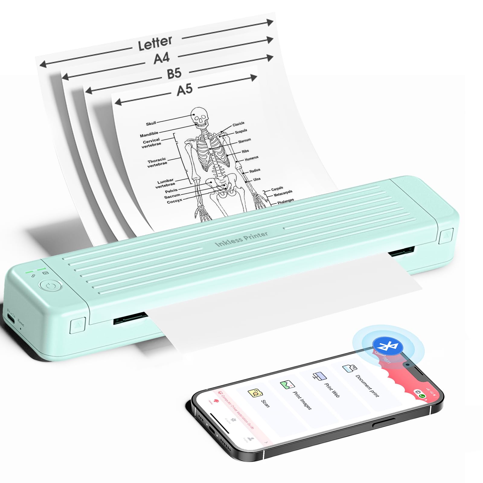 PokeLabel PokeLabel Portable Wireless Printer P831 Bluetooth Inkless 300DPI Ideal for Business Travel A4 A5 B5 Plain Paper Compatibility