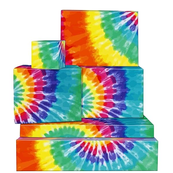 Bolsome Bolsome Colorful Tie Dye Wrapping Paper Rainbow Gift Wrap for Birthday Christmas Baby Shower DIY Craft 12 Sheets 19.7 x 27.6 Inches