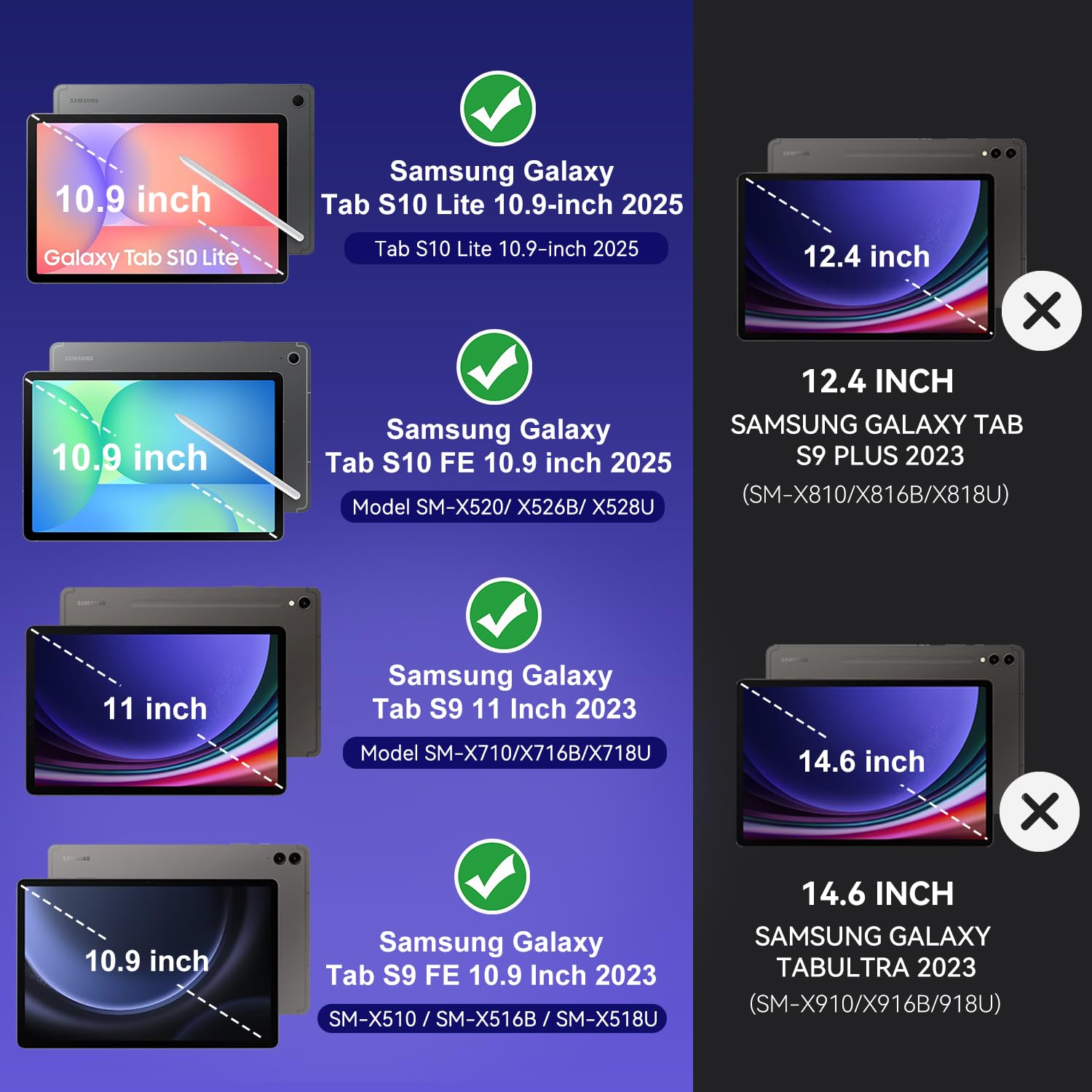 MARIWIVI MARIWIVI Shockproof Case for Samsung Galaxy Tab S9 FE 5G 10.9 Inch and Tab S9 11 Inch with S Pen Holder and Multi-Angle Kickstand Navy Blue Black - View 2 of 7