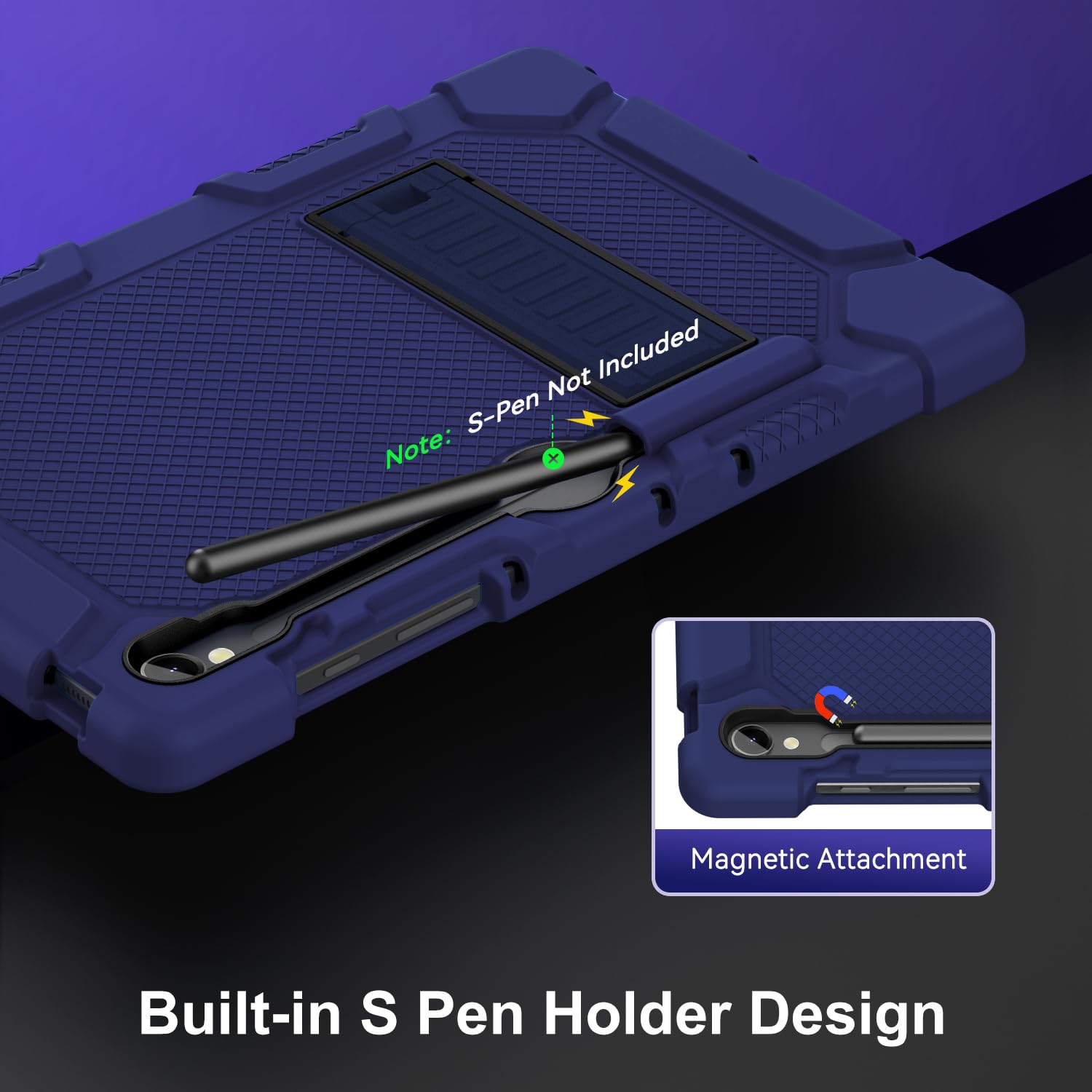 MARIWIVI MARIWIVI Shockproof Case for Samsung Galaxy Tab S9 FE 5G 10.9 Inch and Tab S9 11 Inch with S Pen Holder and Multi-Angle Kickstand Navy Blue Black - View 6 of 7