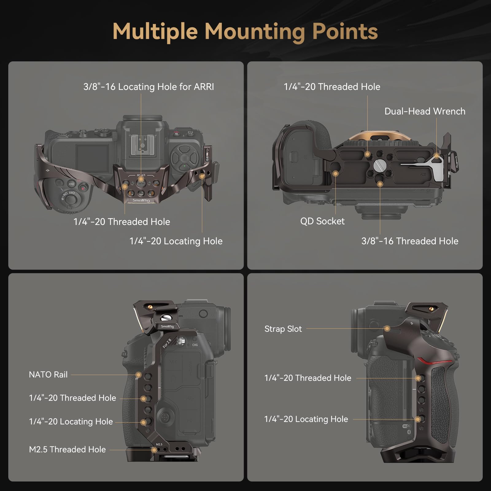 SMALLRIG SmallRig Night Eagle Z8 Camera Cage for Nikon Z 8 Aluminum Alloy Full Cage with Quick Release Plate and Cold Shoe Mount 4316 - View 3 of 8